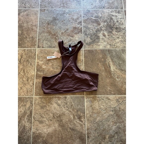 SKIMS Swim High Neck Racerback Top Cocoa Medium - Picture 3 of 7